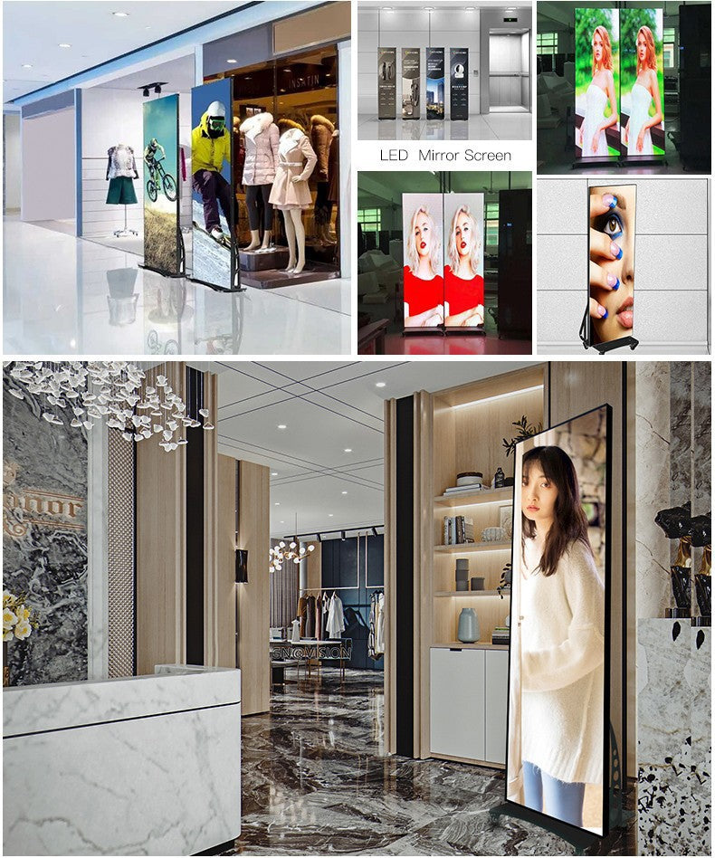 Indoor Poster Screen - Front Maintenance with Die-casting Aluminum Cabinet, 640mm * 1920mm Net Display (658mm * 2000mm Cabinet), Available in Folding and Conventional Versions (Price for reference)