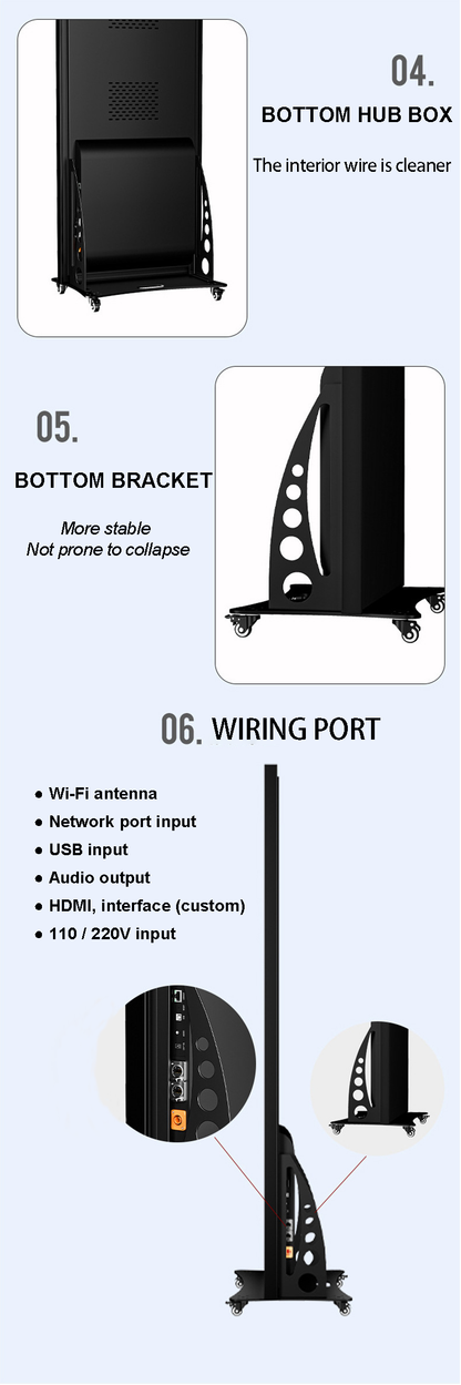 Indoor Poster Screen - Front Maintenance with Die-casting Aluminum Cabinet, 640mm * 1920mm Net Display (658mm * 2000mm Cabinet), Available in Folding and Conventional Versions (Price for reference)