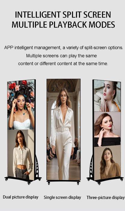 Indoor Poster Screen - Front Maintenance with Die-casting Aluminum Cabinet, 640mm * 1920mm Net Display (658mm * 2000mm Cabinet), Available in Folding and Conventional Versions (Price for reference)