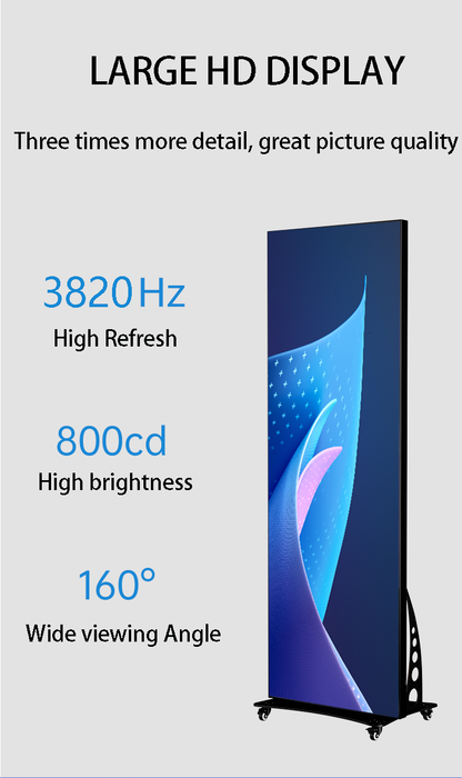Indoor Poster Screen - Front Maintenance with Die-casting Aluminum Cabinet, 640mm * 1920mm Net Display (658mm * 2000mm Cabinet), Available in Folding and Conventional Versions (Price for reference)