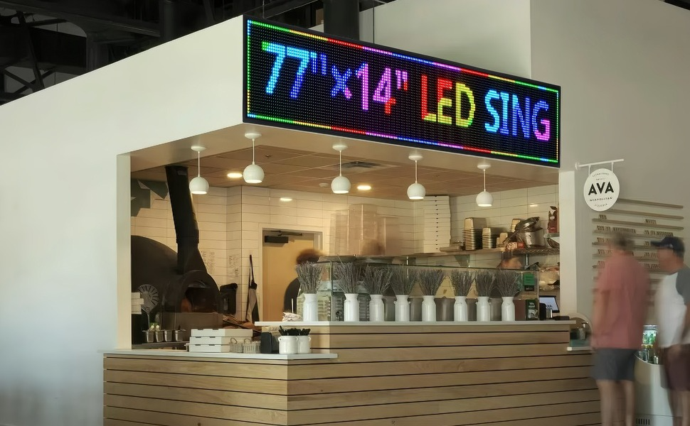 Outdoor P10 LED Scrolling Programmable Sign, Bright High Visibility Digital Led Signage Displays, Message Signs for Business, Restaurant, Window Shop