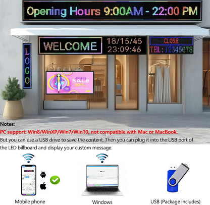 Outdoor P10 LED Scrolling Programmable Sign, Bright High Visibility Digital Led Signage Displays, Message Signs for Business, Restaurant, Window Shop