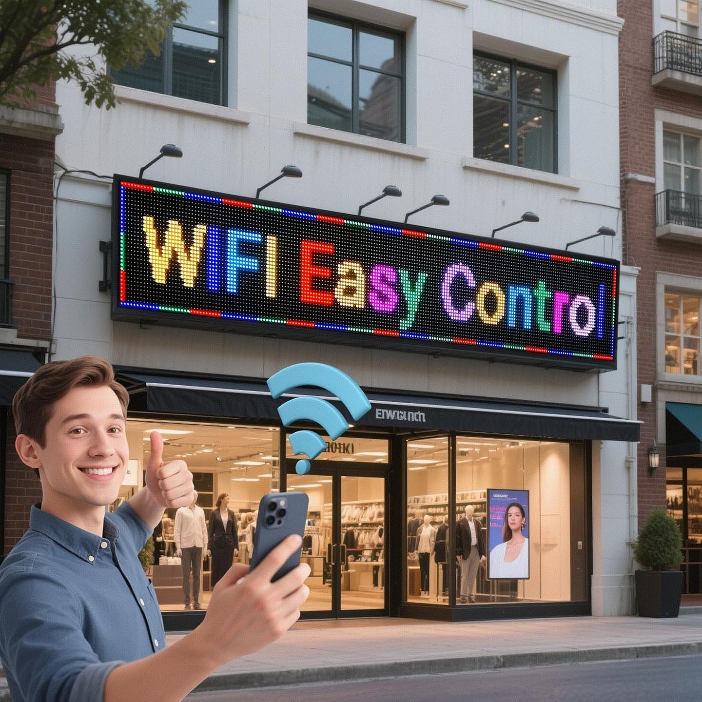 Outdoor P10 LED Scrolling Programmable Sign, Bright High Visibility Digital Led Signage Displays, Message Signs for Business, Restaurant, Window Shop