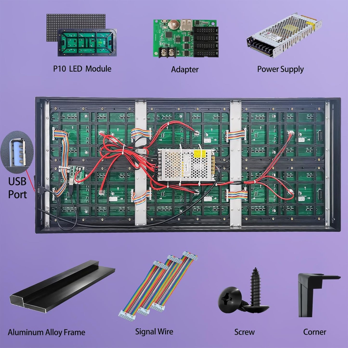 Outdoor P10 LED Scrolling Programmable Sign, Bright High Visibility Digital Led Signage Displays, Message Signs for Business, Restaurant, Window Shop