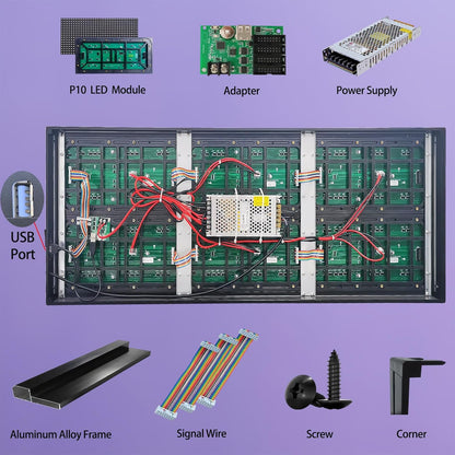 Outdoor P10 LED Scrolling Programmable Sign, Bright High Visibility Digital Led Signage Displays, Message Signs for Business, Restaurant, Window Shop