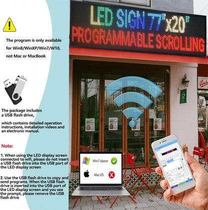 Outdoor P10 LED Scrolling Programmable Sign, Bright High Visibility Digital Led Signage Displays, Message Signs for Business, Restaurant, Window Shop