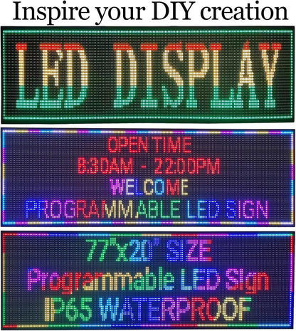 Outdoor P10 LED Scrolling Programmable Sign, Bright High Visibility Digital Led Signage Displays, Message Signs for Business, Restaurant, Window Shop