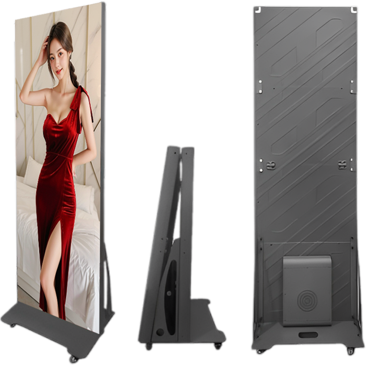 Indoor Poster Screen - Front Maintenance with Die-casting Aluminum Cabinet, 640mm * 1920mm Net Display (658mm * 2000mm Cabinet), Available in Folding and Conventional Versions (Price for reference)